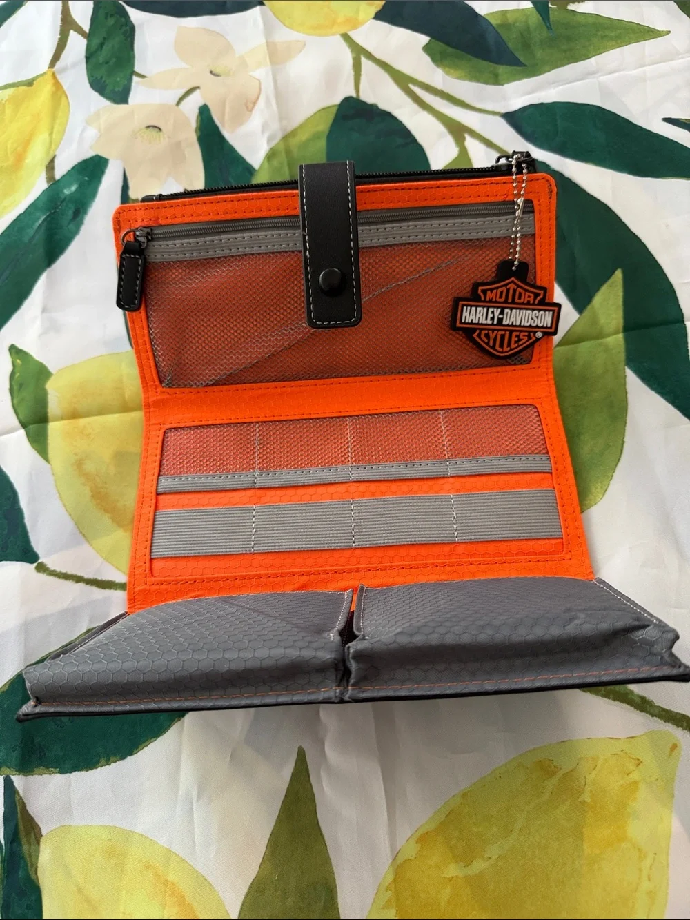 Harley-Davidson Black Wallet with Orange Logo Charm